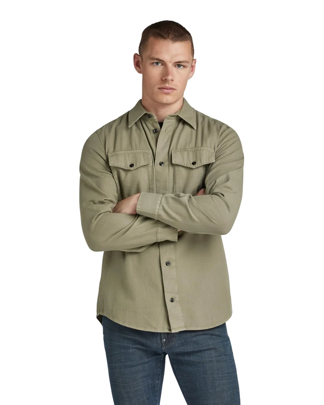 G-Star Men's Marine Slim Shirt, Green (shamrock gd D20165-D454-B681), XXL