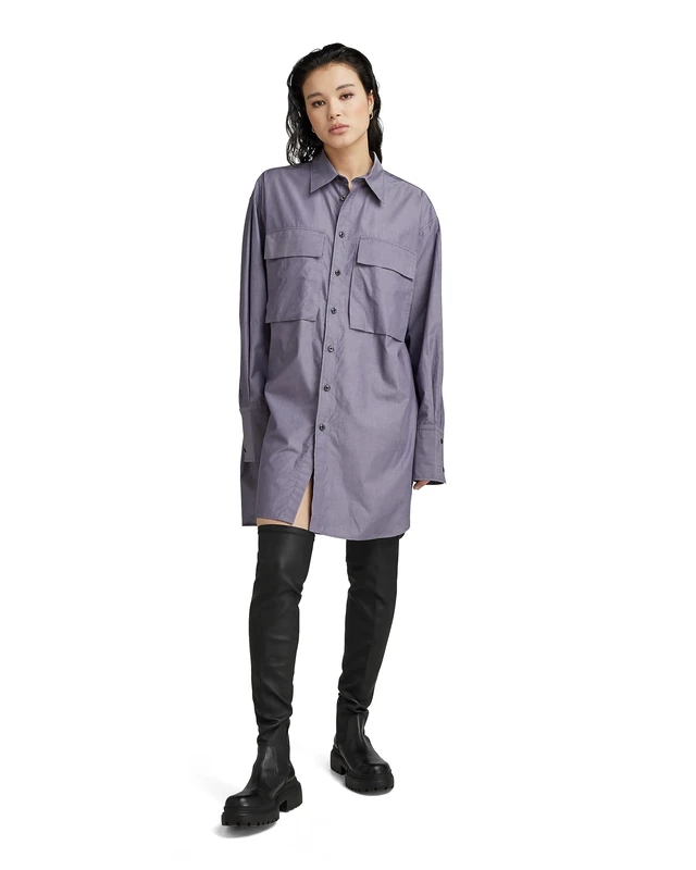 G-Star Women's Oversized BF shirt long sleeve, Purple (dk grape D23582-C894-800), XL