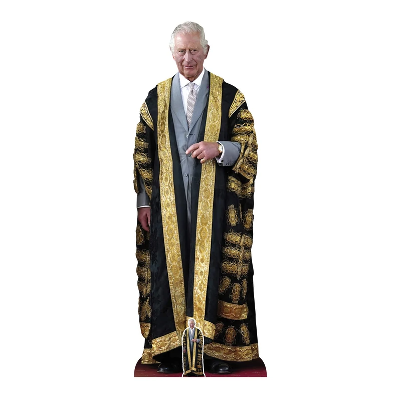 Star Cutouts SC4207 King Charles III Gold Lifesize Cardboard Cutout with Free Mini – Coronation Display, Royal Event Decoration & Collector Gift