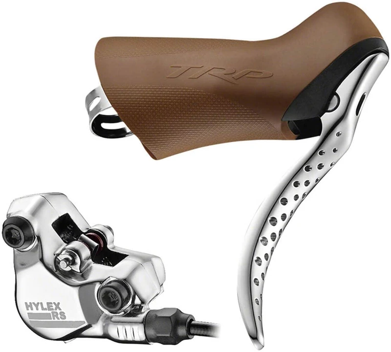 Hylex RS Road Bike Disc Brake - Hydraulic - Left Lever - 1900mm Tube - Flat Mount - Brown - Image 1