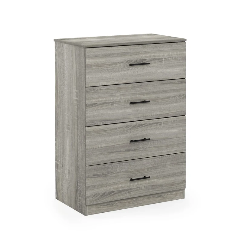 Furinno TIDUR Simple Design 4-Drawer Dresser with Handle, French Oak Grey