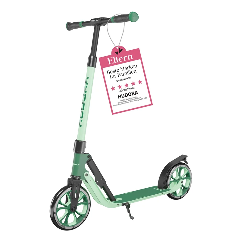 HUDORA BigWheel® 205 Advanced Scooter - pine - Comfortable aluminium scooter for up to 100kg - Height-adjustable & foldable city scooter - Kick scooter for children/teenagers & adults