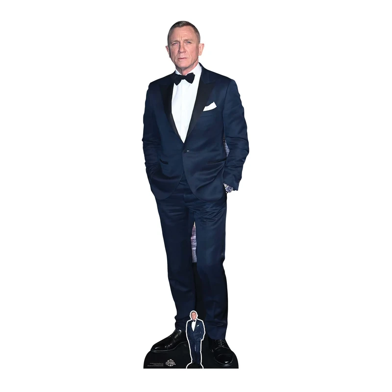 Star Cutouts CS1050 Daniel Craig Black Suit Lifesize Cardboard Cutout With Mini Actor
