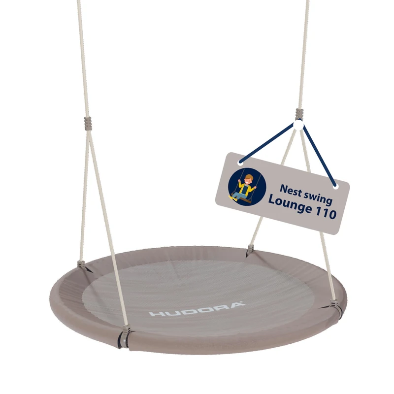 HUDORA Nest Swing Lounge - Height-adjustable nest swing with a diameter of 90/110cm for up to 150kg - Hanging swing with an enclosed seat - Family swing for indoors & outdoors