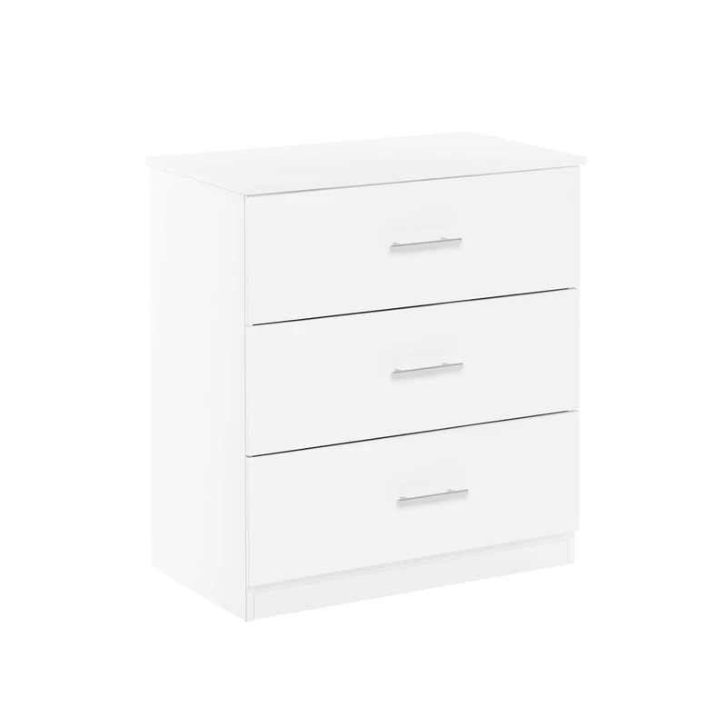 Furinno TIDUR Simple Design 3-Drawer Dresser with Handle, Solid White - Image 1
