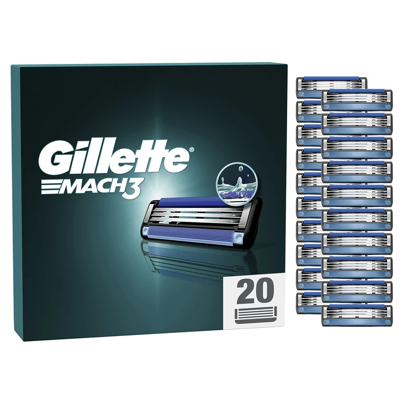 Gillette Mach3 Razor Blades - Pack of 20 Refills with Lubrastrip