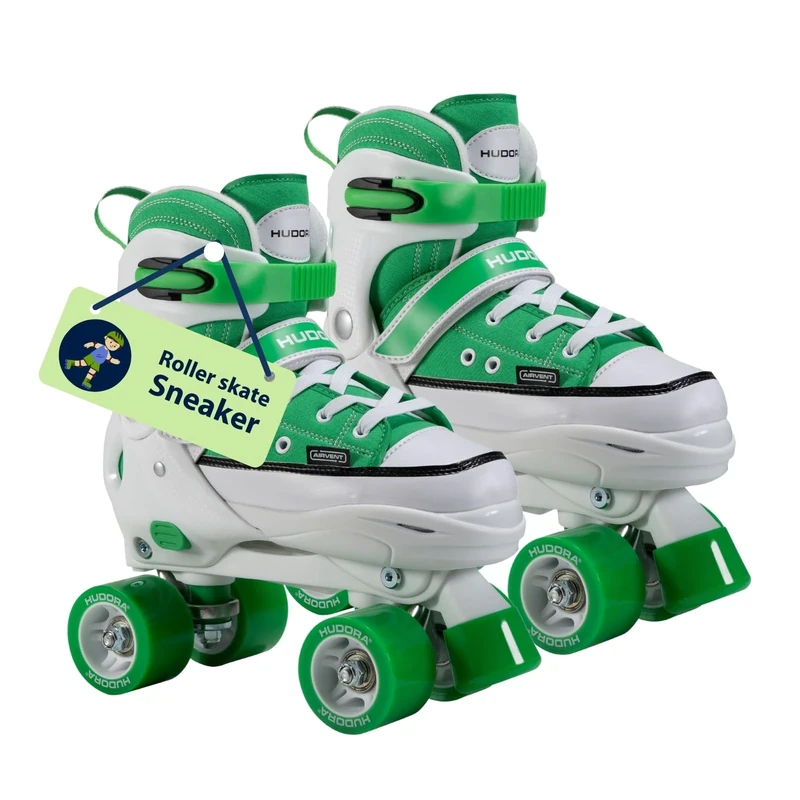 HUDORA Roller Skates Sneaker in various colors & sizes - children's roller skates adjustable over 4 sizes - skates for kids & teenagers - roller shoes with 4 interchangeable insoles