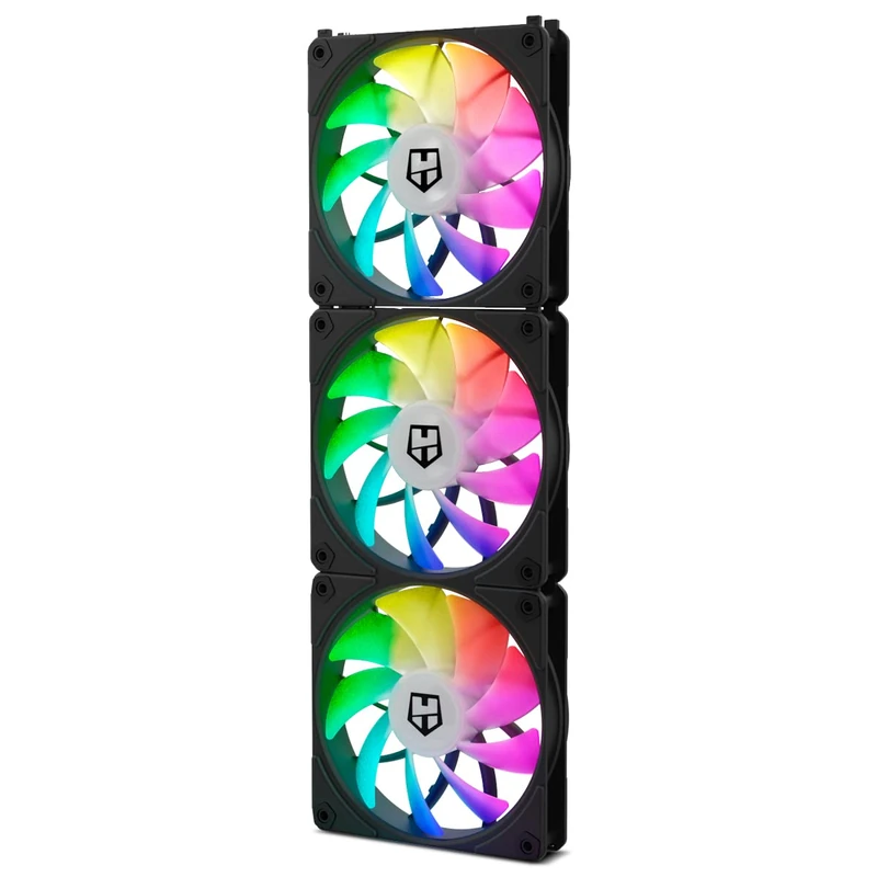 NOX XTREME PRODUCTS Hummer EASY LINK - Set of 3 120mm ARGB LEDs Ultra Quiet PMW Wireless 4 Anti-Vibration Rubber Pads Speed up to 1500rpm, Black Colour