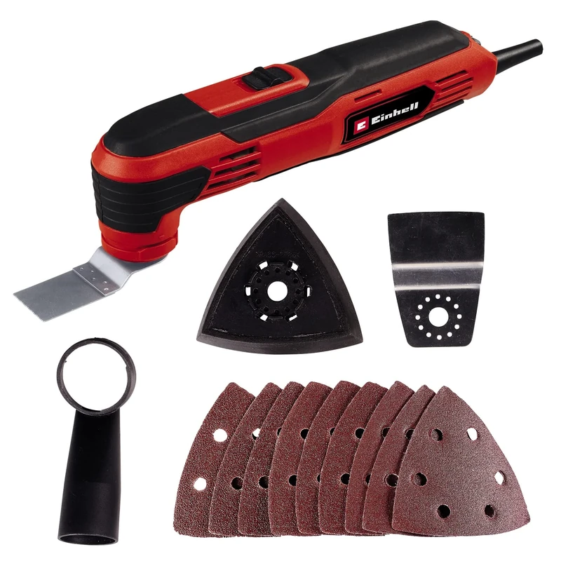 Einhell TC-MG 250 CE Oscillating Multi Tool - 250W Multi-Tool Kit for Sawing, Cutting, Sanding - Multifunctional Tool with Saw Blade, Plunge Saw Blades, Delta Sander Pad and 9 x Sanding Discs