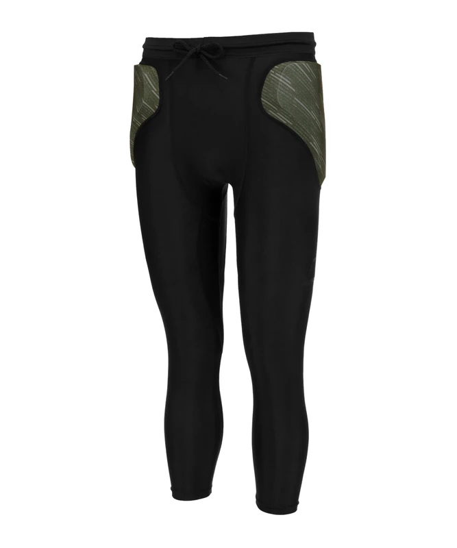 Reusch Men's Eco Goalkeeper Shorts 3/4 with Sewn-in Padding Football Trousers, Black/Olive Green, M
