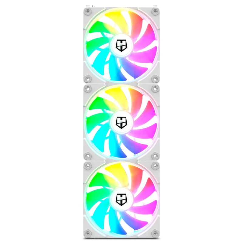 NOX XTREME PRODUCTS Hummer EASY LINK - Set of 3 120mm ARGB LEDs Ultra Quiet PMW Wireless 4 Anti-Vibration Rubber Pads Speed up to 1500 rpm, White Colour - Image 1