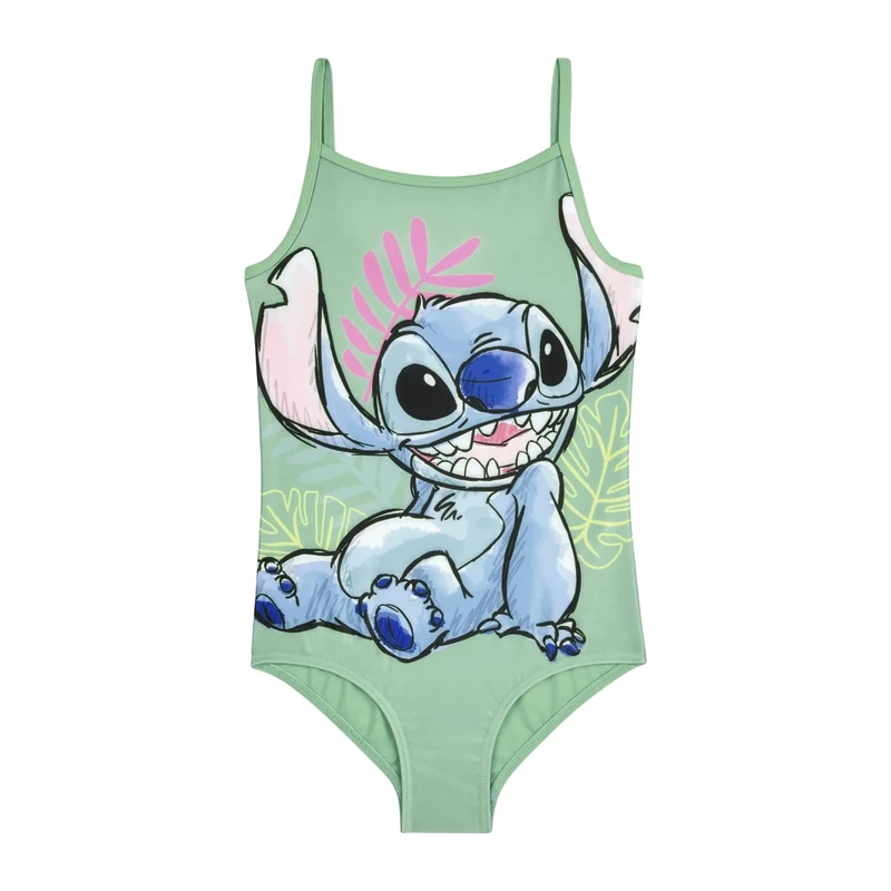 Disney Lilo & Stitch Girls Swimsuit, One Piece Swimming Costume, Ages 5 to 13 Years Old (as8, Age, 9_Years, 10_Years, Regular) Green