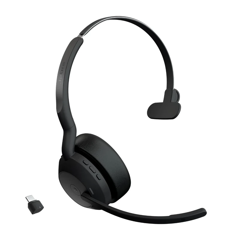 Jabra Evolve2 55 Mono Wireless Headset Air Comfort Technology, Noise-cancelling Mics, and Active Noise Cancellation - MS Teams Certified, Works with All Other Platforms - Black
