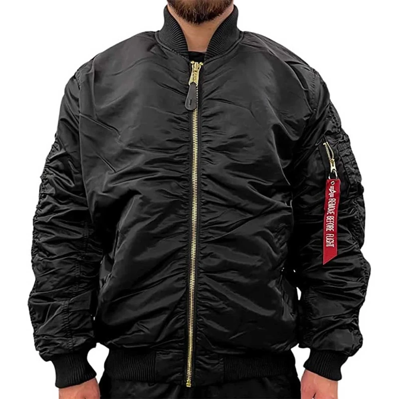 Alpha Industries MA-1 OS Puckered Bomber Jacket for Men Black