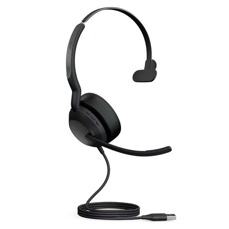 Jabra Evolve2 50 Wired Mono Headset Air Comfort Technology, Noise-cancelling Mics, and Active Noise Cancellation - MS Teams Certified, Works with All Other Platforms - Black