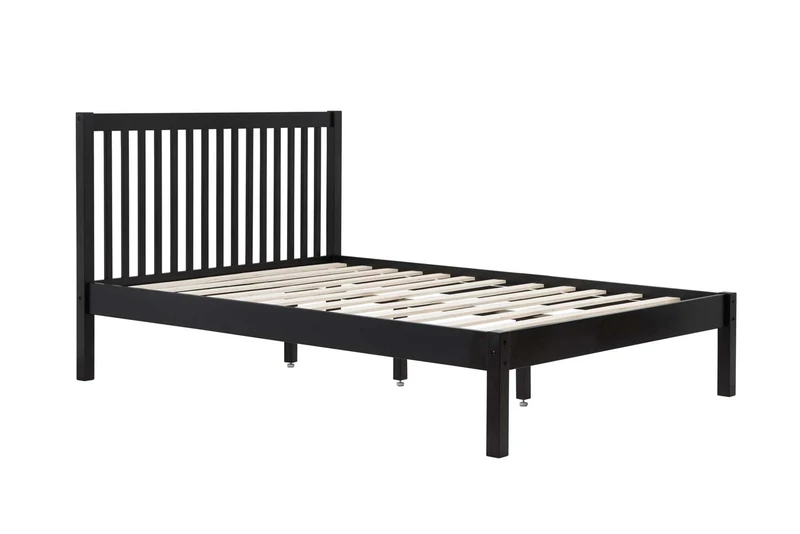 Birlea Black Double Bed Frame 4FT6 Bedstead Nova Solid Wood Shaker Design