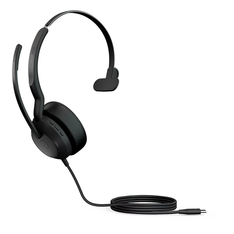 Jabra Evolve2 50 Wired Mono Headset Air Comfort Technology, Noise-cancelling Mics, and Active Noise Cancellation - Works with all Leading UC Platforms such as Zoom and Google Meet - Black