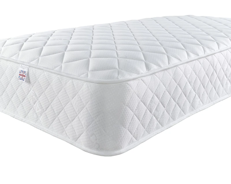 Aspire Beds Comfort Plus Aspire-Cool Touch Foam Free Bonnell Sprung Value Spring Essentials Mattress, White Border, 2ft6 Small Shorty Single (2ft6 x 5ft9, 75cm x 175cm)