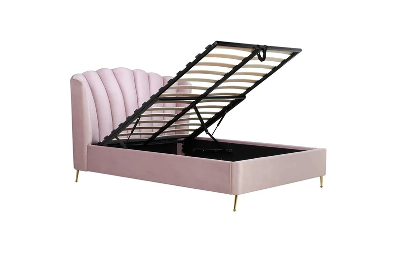 Birlea Pink King Size Ottoman Bed Frame 5FT Fabric Storage Bed Lottie Fan Design