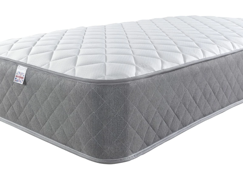 Aspire Beds Comfort Plus Aspire-Cool Touch Foam Free Bonnell Sprung Value Spring Essentials Mattress, Grey Border, 4ft Small Double (4ft x 6ft3, 120cm x 190cm)