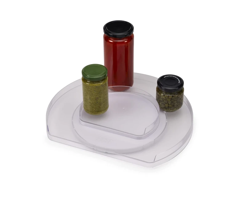 Joseph Joseph FridgeStore - Lazy Susan 360º Tiered Rotating Fridge Organiser Turntable storage, textured surface, non-slip base, BPA free, Black