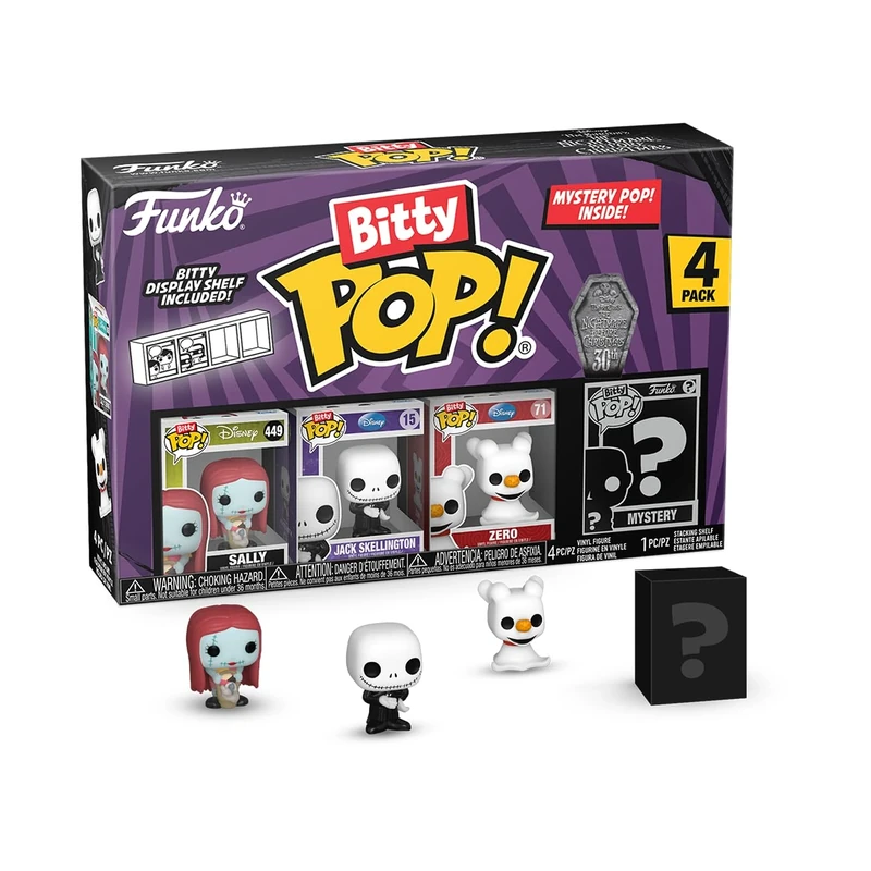 Funko Bitty POP! 4 Pack: Disney - The Nightmare Before Christmas - Sally - Jack - Zero - Mystery Mini Figure - Styles may vary And A Surprise Mystery Mini Figure - 0.9 inch (2.2 cm) Collectable