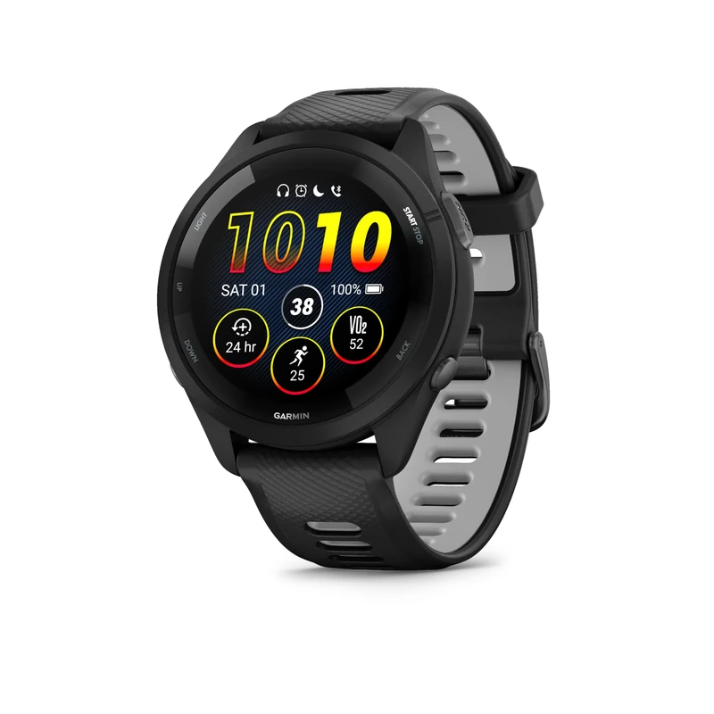 Garmin Forerunner 265 GPS 46mm Running Smartwatch, AMOLED Touchscreen, Advanced Training & Insights, Training & HRV Status, Safety & Tracking Features, Music, up to 13 days Battery Life, Black