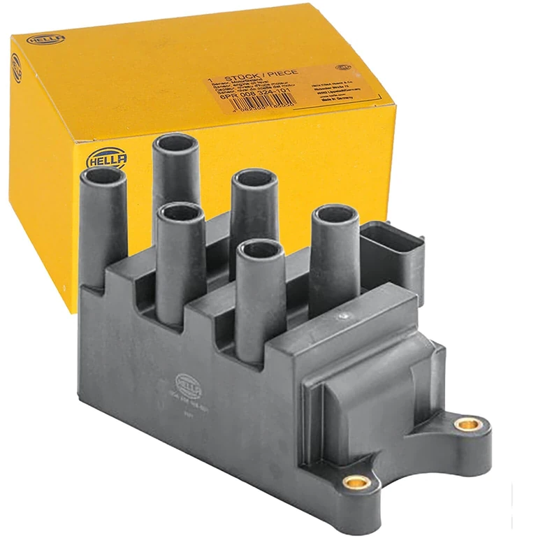 HELLA 5DA 358 168-581 Ignition Coil - 12V - 4-pin connector - Block Ignition Coil - Bolted