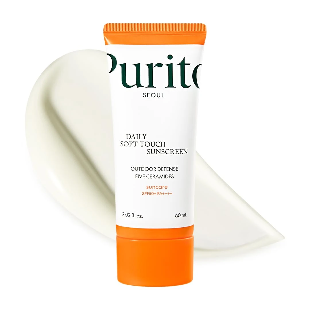 PURITO Daily Soft Touch Sunscreen 60ml / 2.02 fl. oz. SPF 50+ PA ++++ safe ingredients, broad-spectrum, calm, soothing, Vegan, cruelty-free
