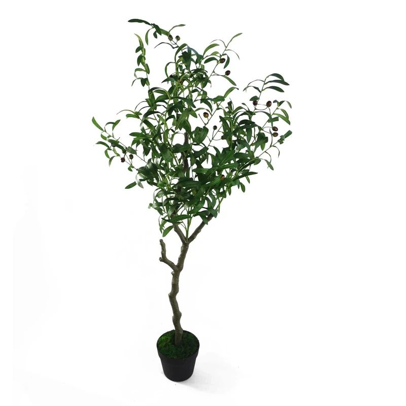Leaf Design UK Artificial Olive Tree in Black Plastic Pot, 120cm