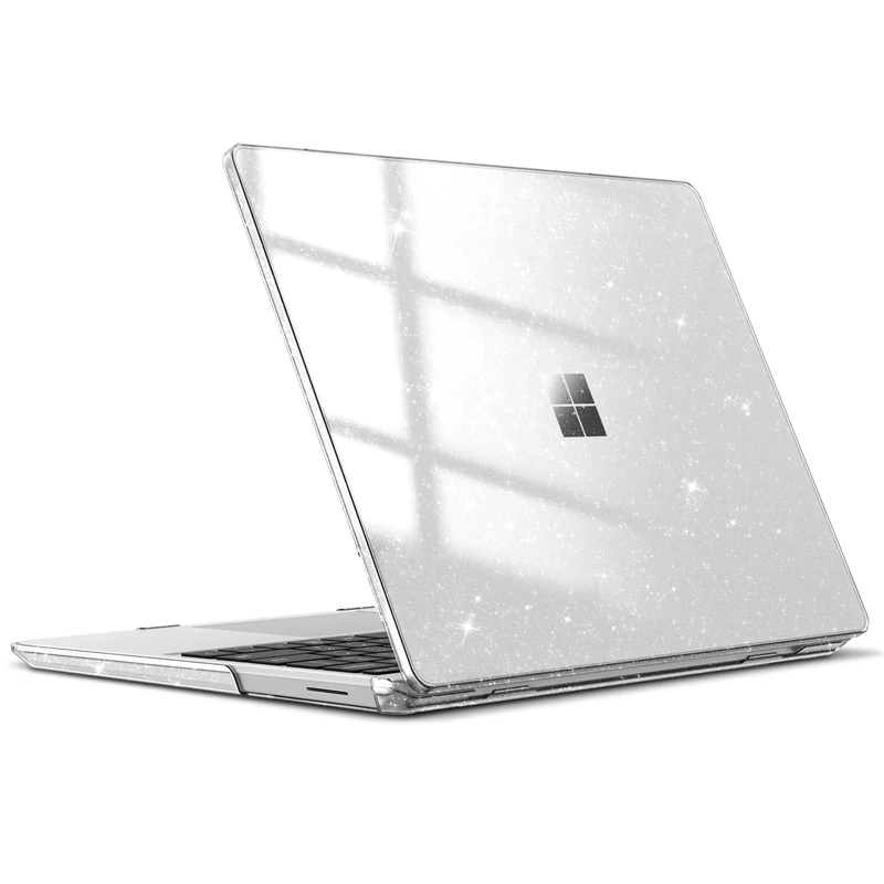 FINTIE Case for Microsoft Surface Laptop Go 3/2/1 (2023-2020) - 12.4 Inch Ultra Slim Clear Cover Protective Snap On Hard Shell Cover, Glittering Clear