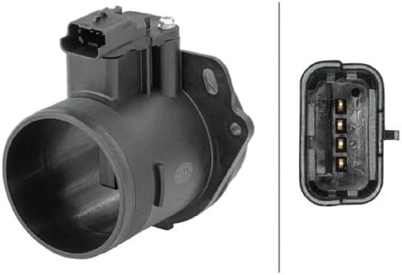 HELLA 8ET 358 095-651 Mass Air Flow Sensor - 4-pin connector - Pipe-neck