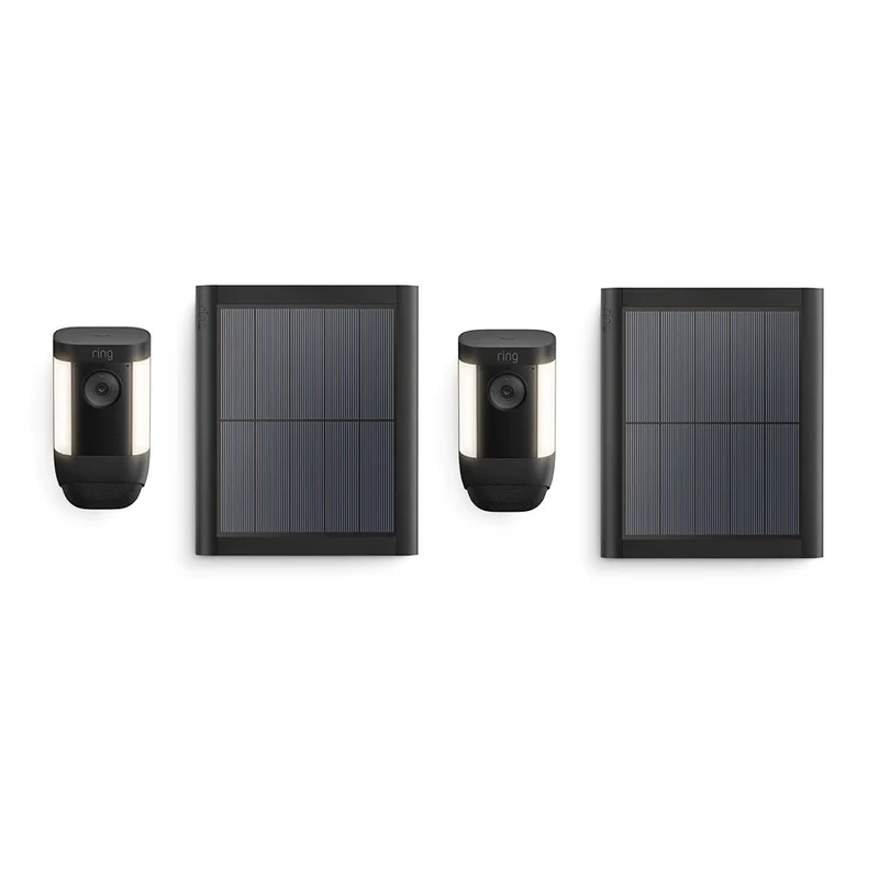 Ring Spotlight Cam Pro Solar | 2K Video with Ring Vision, 3D Motion Detection, Bird's Eye View, LED Spotlights, DIY installation | With 30-day free trial of Ring Subscription |2 Cameras