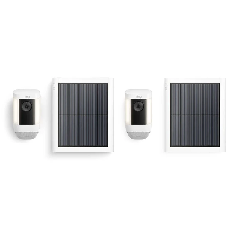 Ring Spotlight Cam Pro Solar | 2K Video with Ring Vision, 3D Motion Detection, Bird's Eye View, LED Spotlights, DIY installation | With 30-day free trial of Ring Subscription |2 Cameras