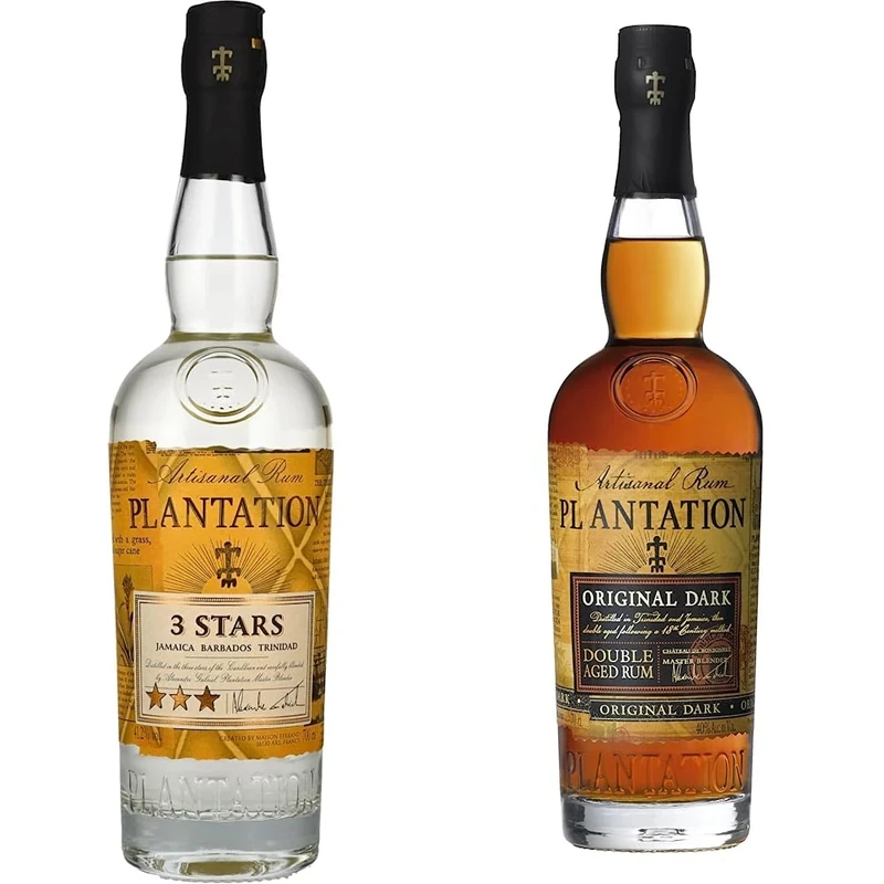 Plantation - 3 Stars White Rum 70cl, 41.2% ABV, Barbados, Jamaica & Trinidad & Original Dark Rum 70cl, 40% ABV, Barbados & Jamaica