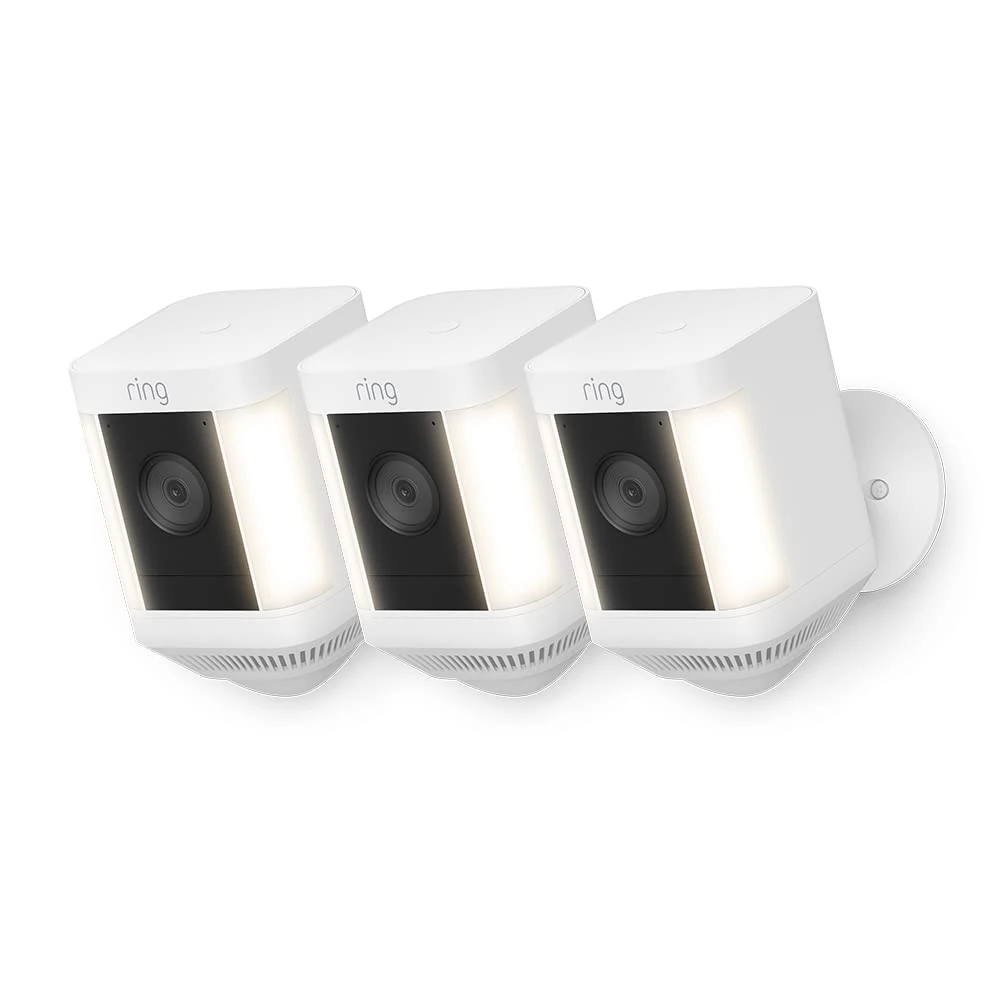 Ring Spotlight Cam Plus Battery | Wireless outdoor Security Camera 1080p HD Video, Two-Way Talk, LED Spotlights, Siren, alternative to CCTV system | 3 Cameras