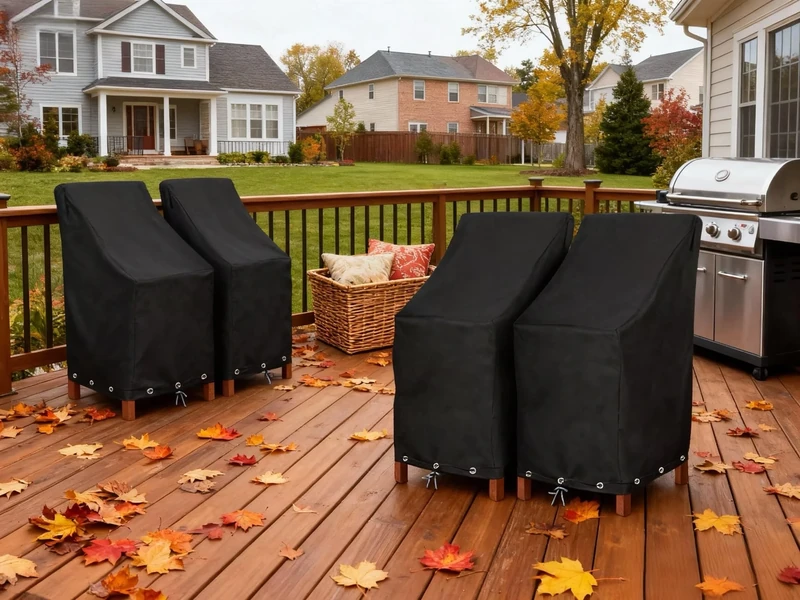 RosieLily Outdoor Chair Covers, High Back Patio Chair Covers Waterproof, Heavy Duty Patio Furniture Covers, Stackable Outdoor Bar Stool Covers, 600D, High Back with Lock Hole-4 Pack