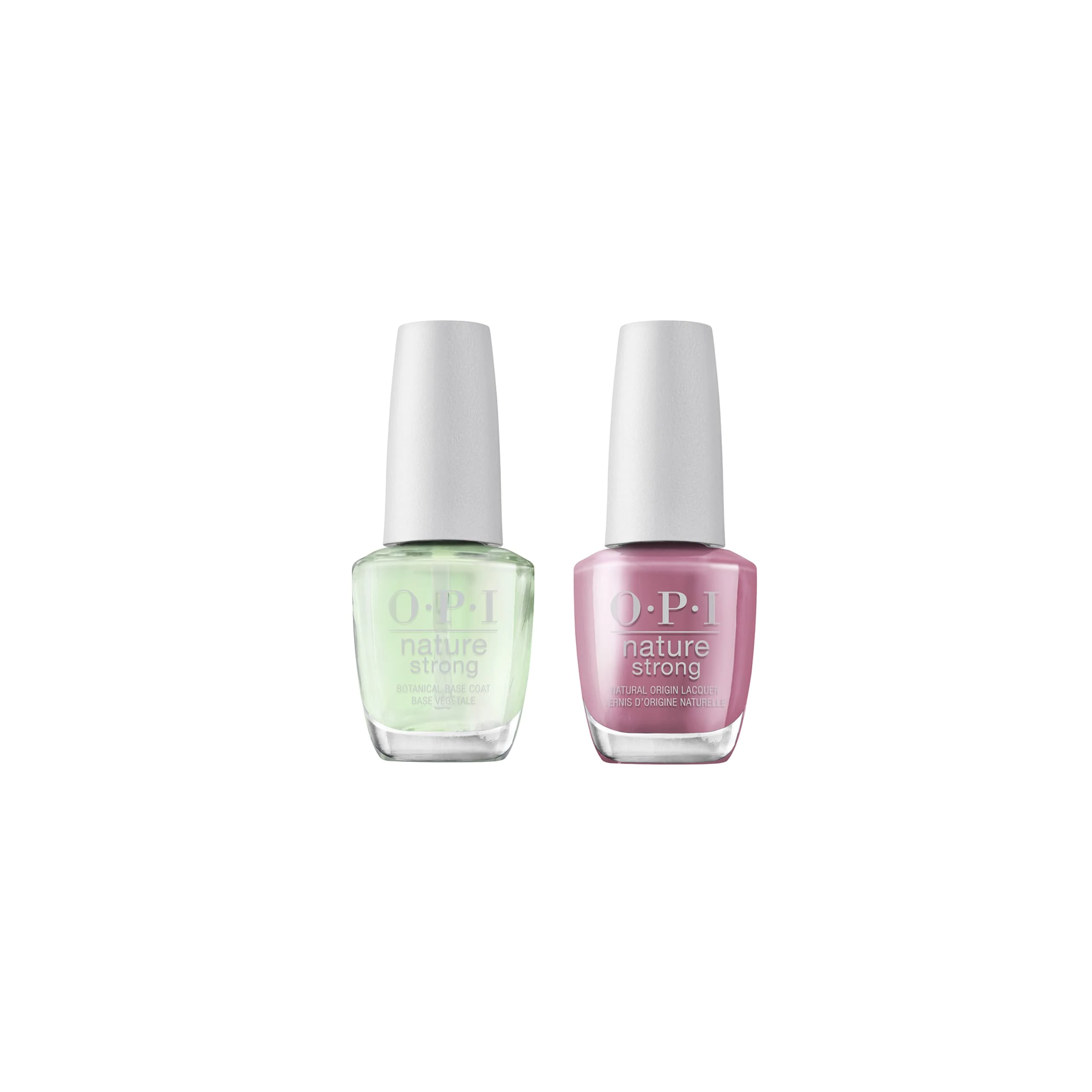OPI Nature Strong Nail Polish, Quick Dry Vegan Nail Varnish With Long-Lasting Results, Made With Natural Ingredients, Simply Radishing & Base Coat Duo Bundle 2 x 15ml