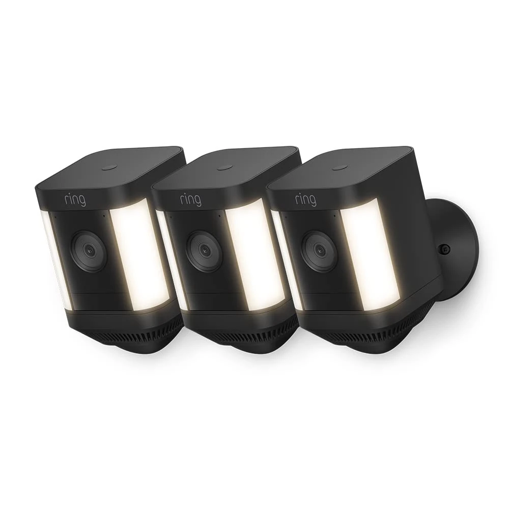 Ring Spotlight Cam Plus Battery | Wireless outdoor Security Camera 1080p HD Video, Two-Way Talk, LED Spotlights, Siren, alternative to CCTV system | 3 Cameras