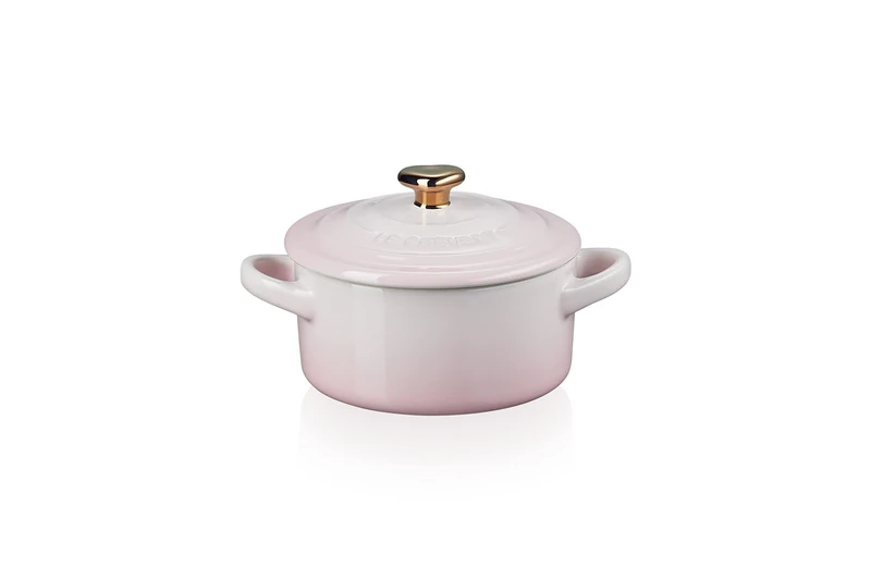 Le Creuset Petite Casserole - Shell Pink with Gold Heart Knob - Image 1