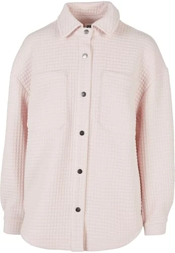 Urban Classics Women's Ladies Quilted Sweat Overshirt Cardigan Sweater, Pink, 5XL - Image 1