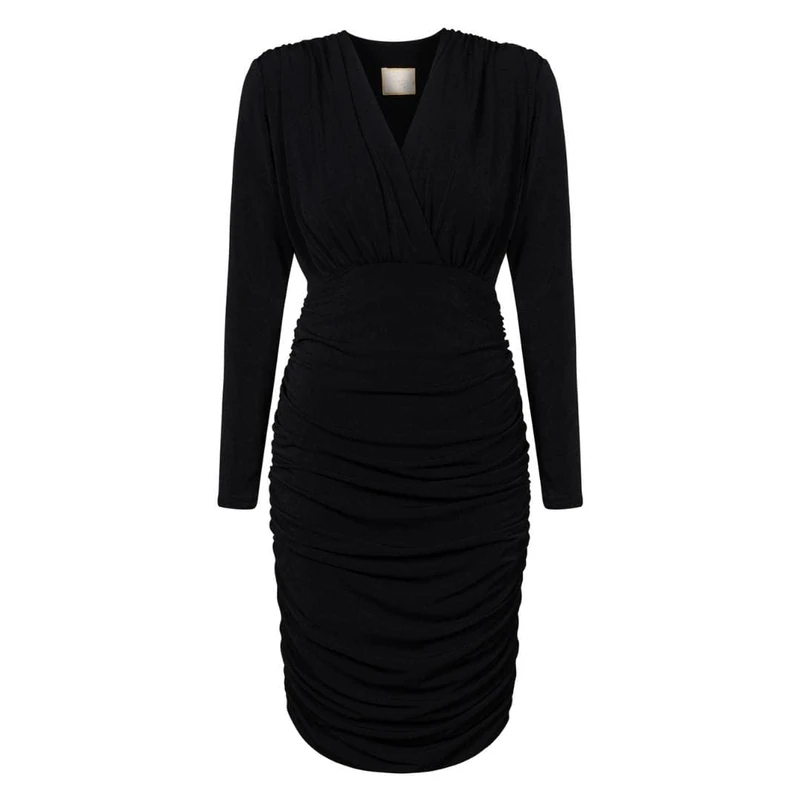 Swing Fashion Women's Jackson | Schwarz Elegant | Pencil Business Sheath Festive Party Cocktail Short Mini Tight Dress | Long Sleeve | Black | M/L