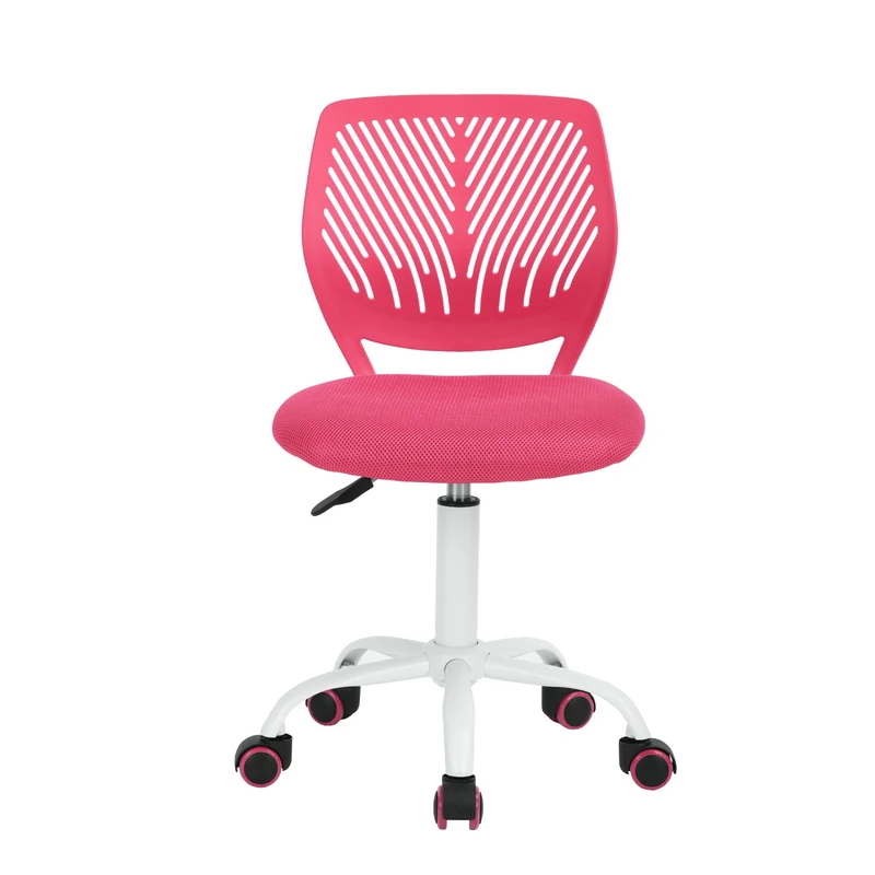 Homy Casa Desk Chair Adjustable Swivel Office Chair Fabric Seat Ergonomic Task Chair without Armrest, Pink