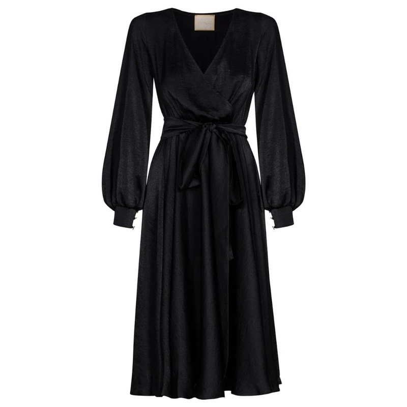 Swing Fashion Women's Allison | Schwarz | 40(L) Swing Fashion Midi Dress Women | Elegant dress | Festive Dress | party dress | evening dress | Wedding Dresses | prom dress | ball gown | V-Neck | long sleeve | Black | 40 (L), Schwarz,