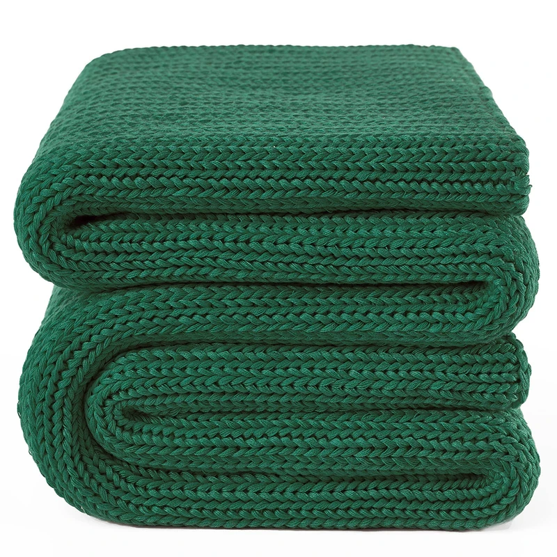 Guohaoi Knitted Weighted Blanket(Green 50"x60" 5lbs),Home Décor Cooling Throw Blanket for Hot Sleepers,Hand Made Chunky Knit Heavy Blanket Use on Twin Size Bed