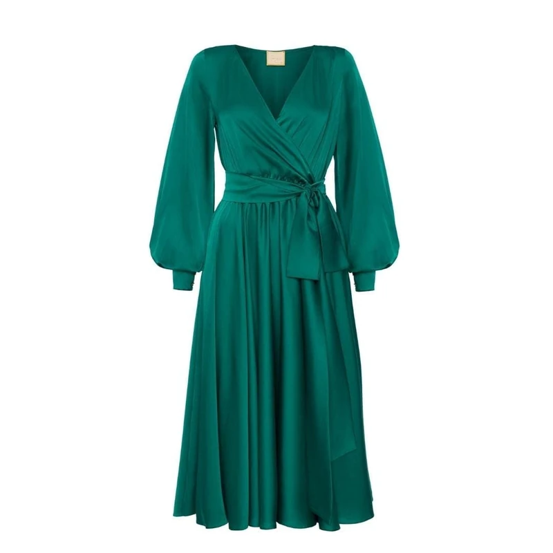 Swing Fashion Women's Allison | Grün | 40(L) Swing Fashion Midi Dress Women | Elegant dress | Festive Dress | party dress | evening dress | Wedding Dresses | prom dress | ball gown | V-Neck | long sleeve | Green | 40 (L), Grün,