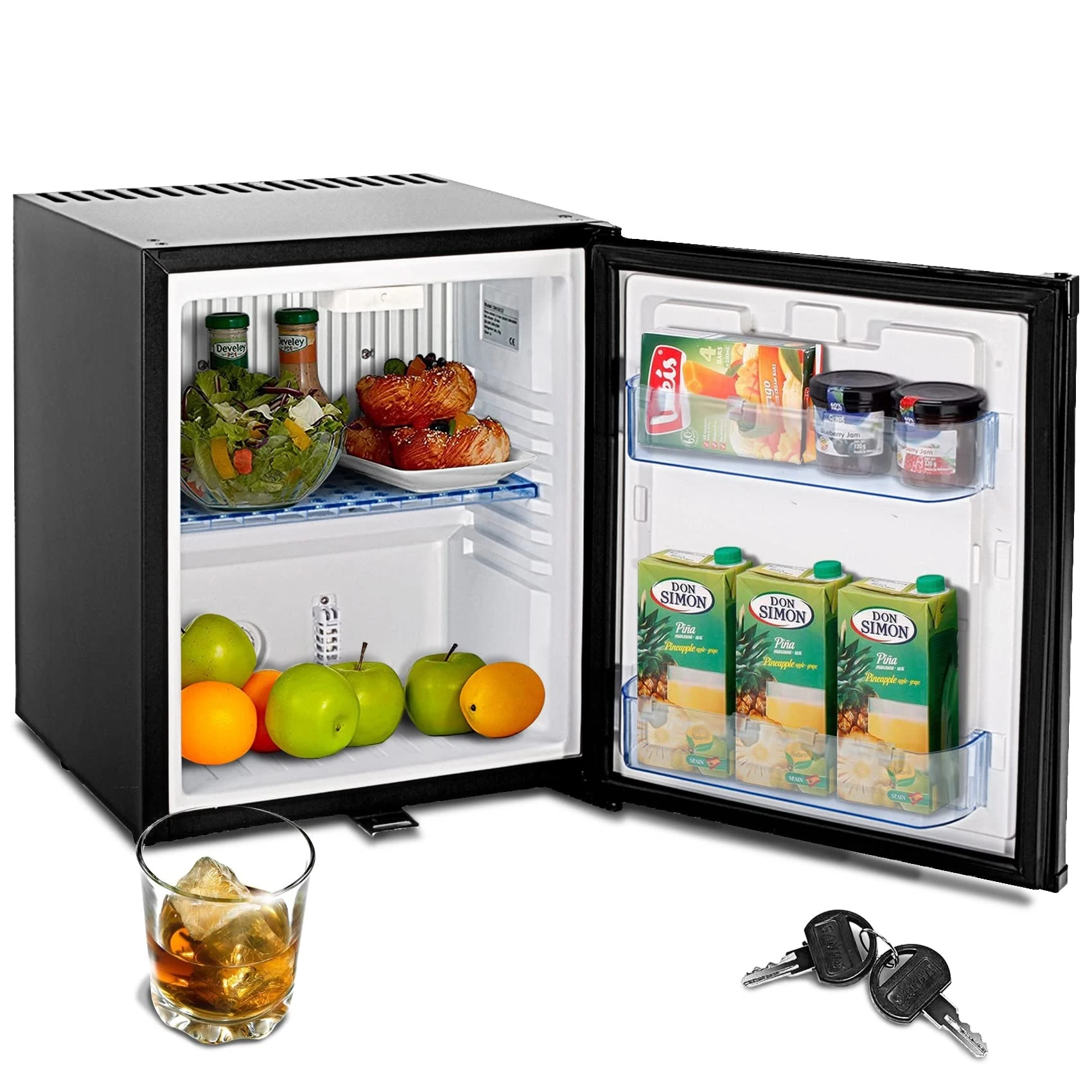 SMETA 12V/240V 30L Campervan Fridge - Quiet, Reversible Door, Black