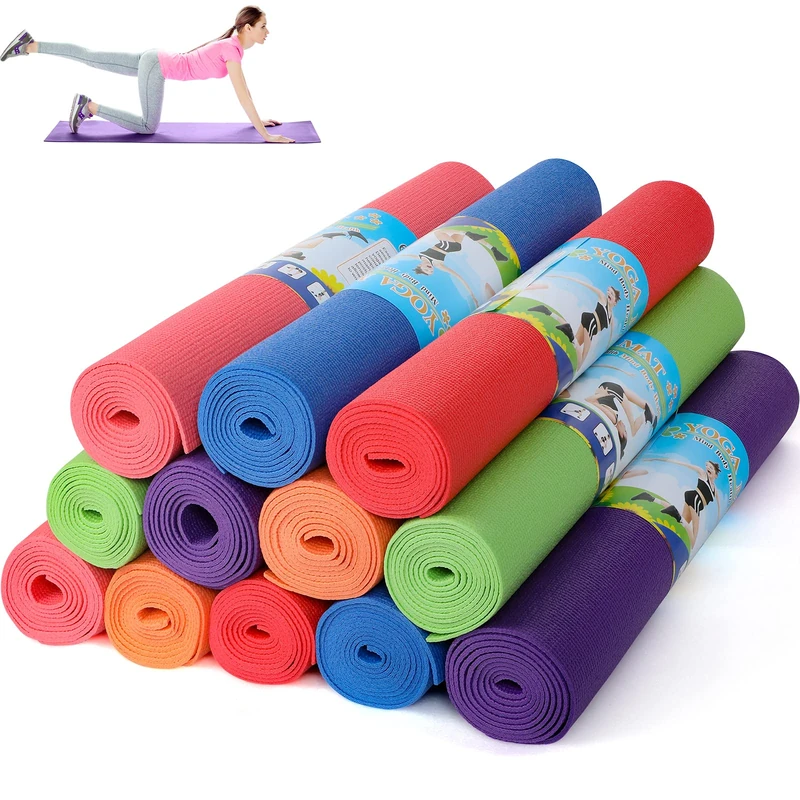 12 Pieces Yoga Mats Bulk 68 x 24 x 0.12 Inch Exercise Mats Non Slip Fitness Mats Workout Mats for Women Men Home Workout Gym Yoga, 6 Colors