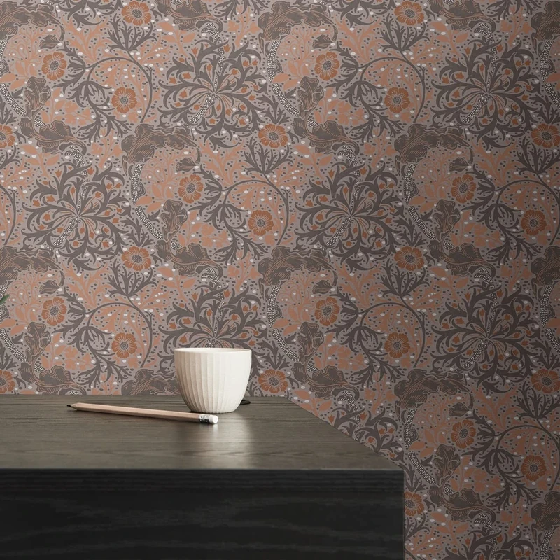 A.S. Création Architects Paper Art of Eden 390593 Non-Woven Floral Wallpaper 10.05 m x 0.53 m Made in Germany Orange Greige Grey White