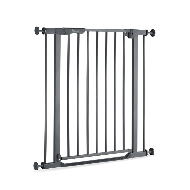 hauck Clear Step Autoclose 2 Stair Safety Gate, for Widths 75-80 cm, Ultra Flat Threshold, Automatic Closing Mechanism, No Drilling, One-Handed Opening, Metal, Dark Grey